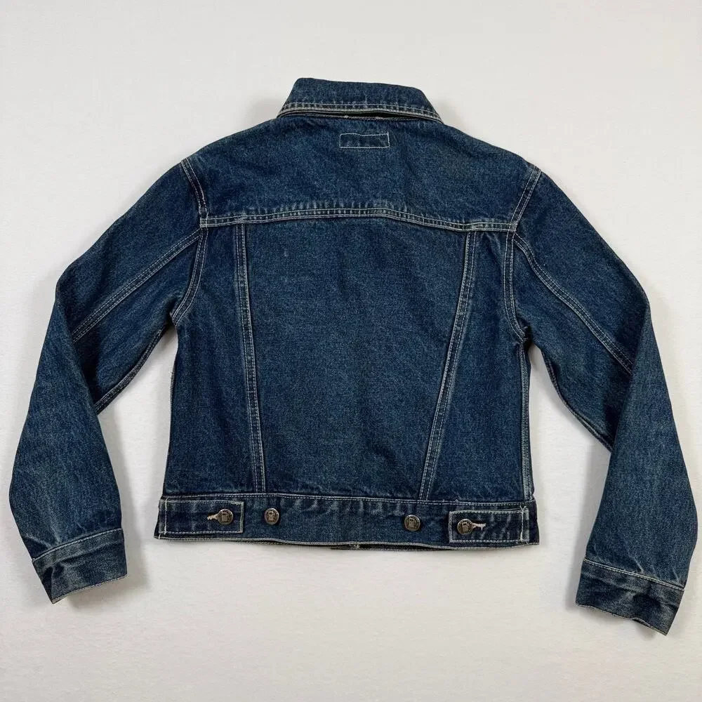 Gasoline Youth Medium Denim Jean Jacket Blue Cotton Button Front Y2K
